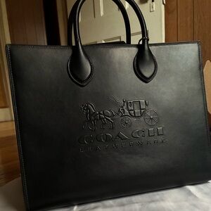 Coach Black Leather Ace 35 tote